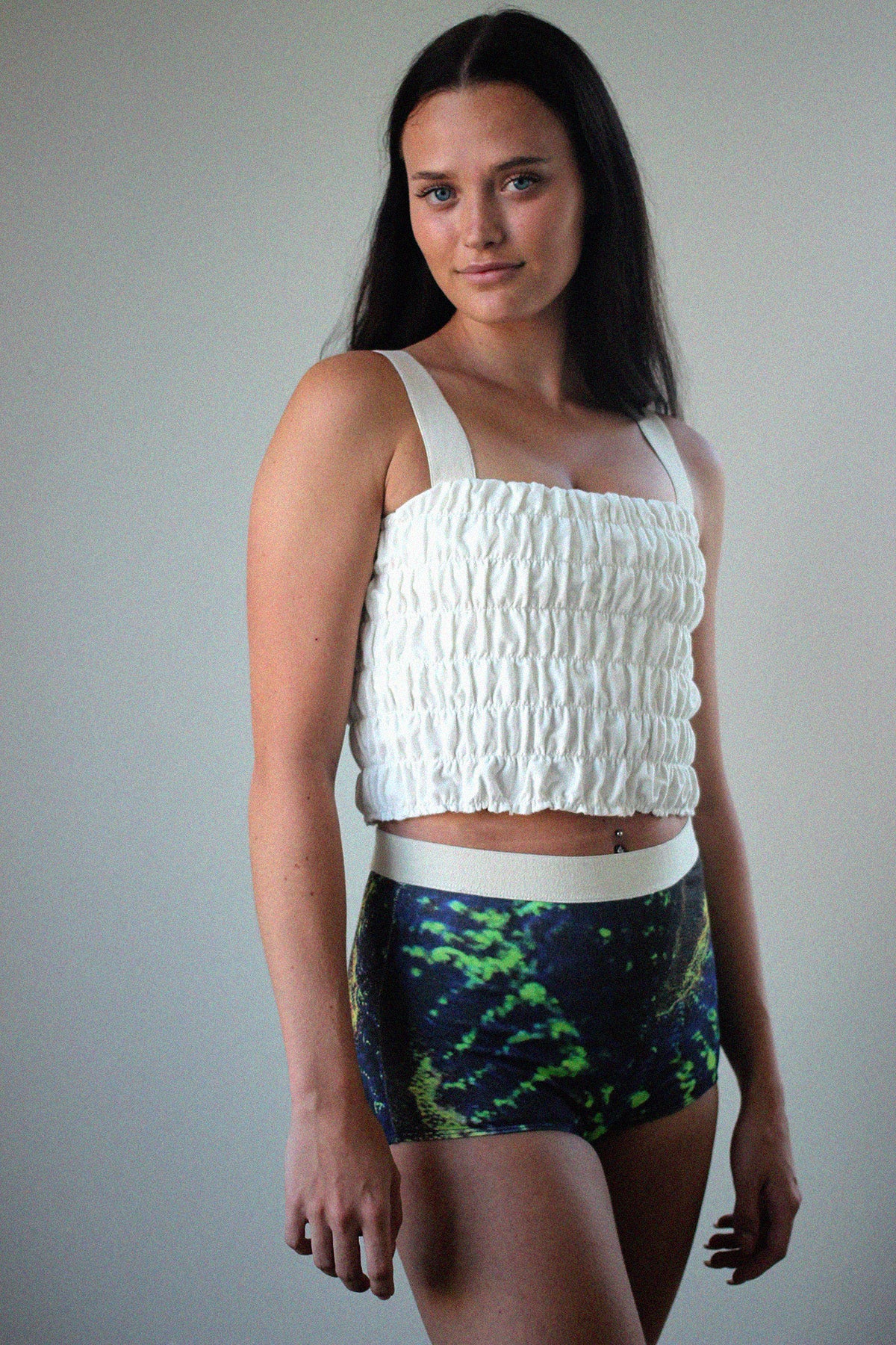 BUBBLE WRAP TOP WITH BRA INSERT, OFF WHITE