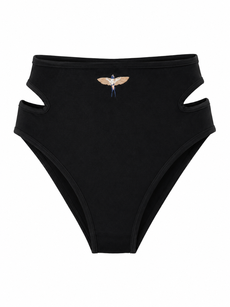 High Rise Bird Of Mediterranean Bikini Bottom, Black
