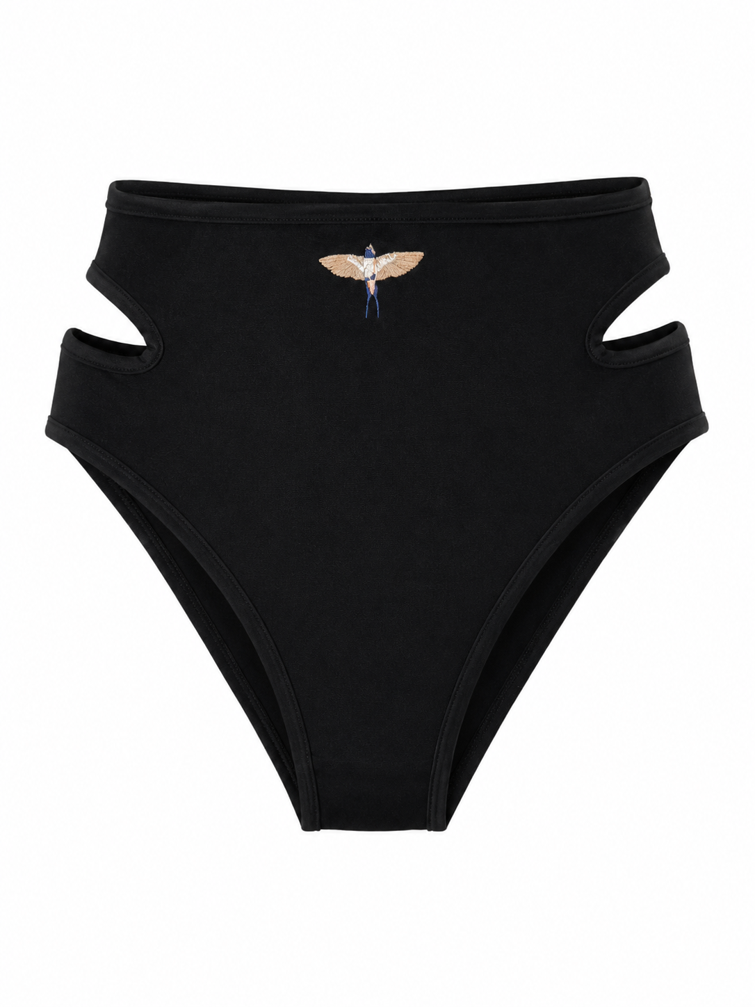 High Rise Bird Of Mediterranean Bikini Bottom, Black