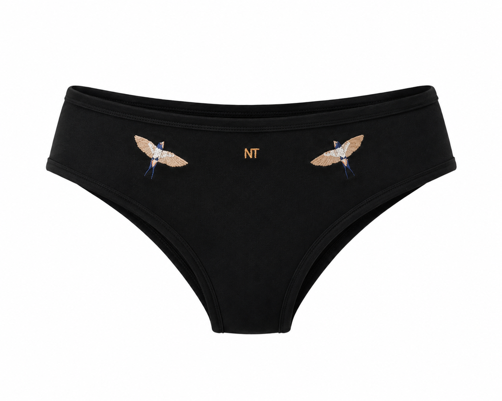 Low Rise Bird Of Mediterranean Bikini Bottom, Black