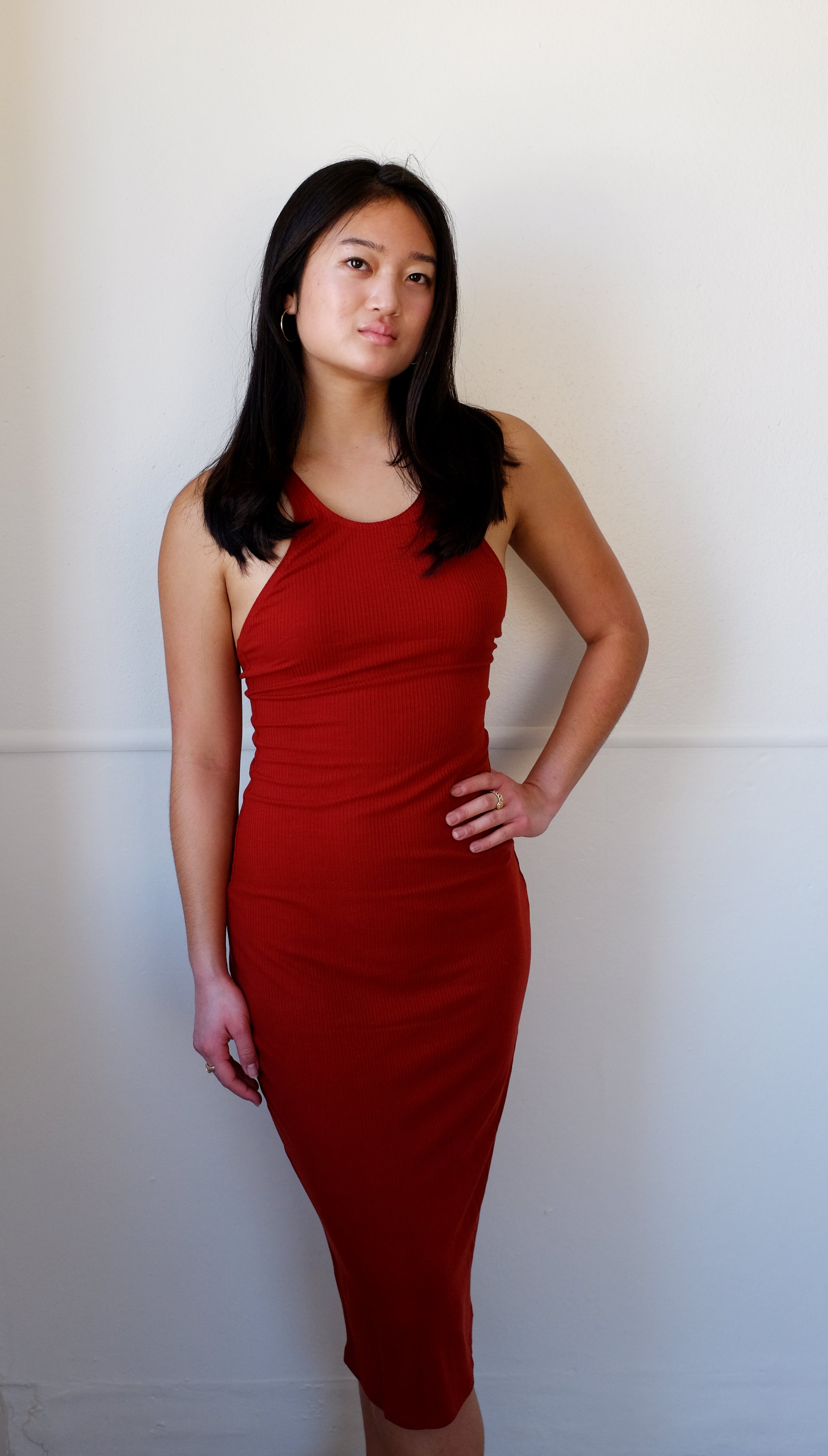OPEN BACK DRESS, CORAL RED NATASHA TONIC OPEN BACK DRESS, CORAL RED NATASHA TONIC