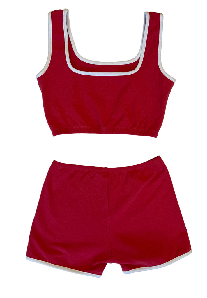 SAUCY SURF/BIKER SHORTS, RED