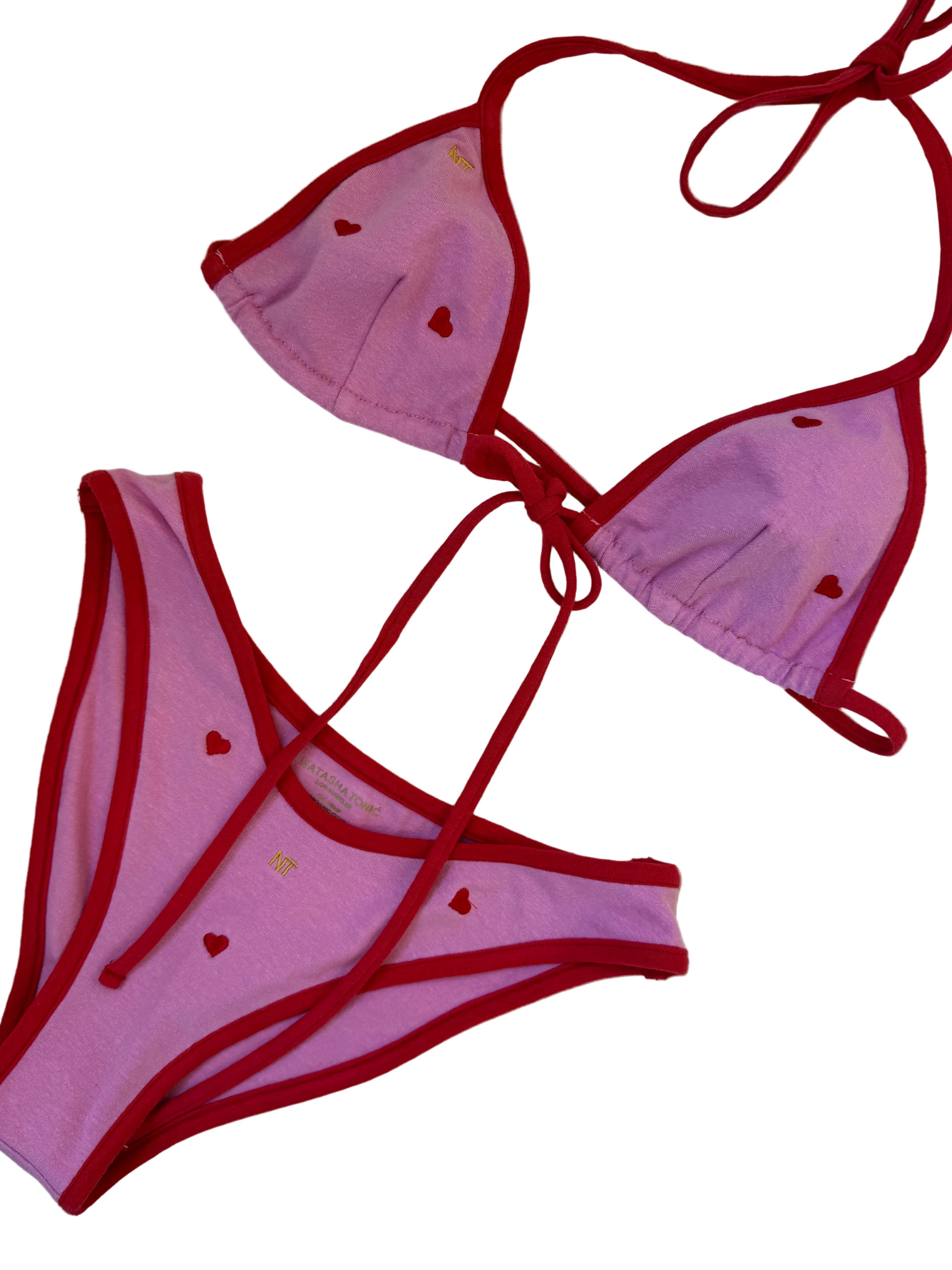 LOVE BIKINI TOP, PINK WITH HEARTS
