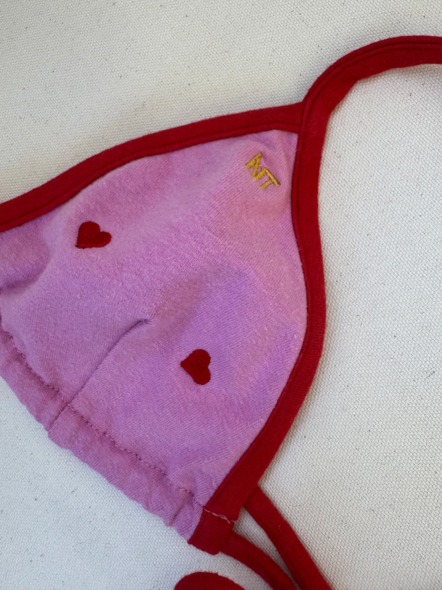 LOVE BIKINI TOP, PINK WITH HEARTS