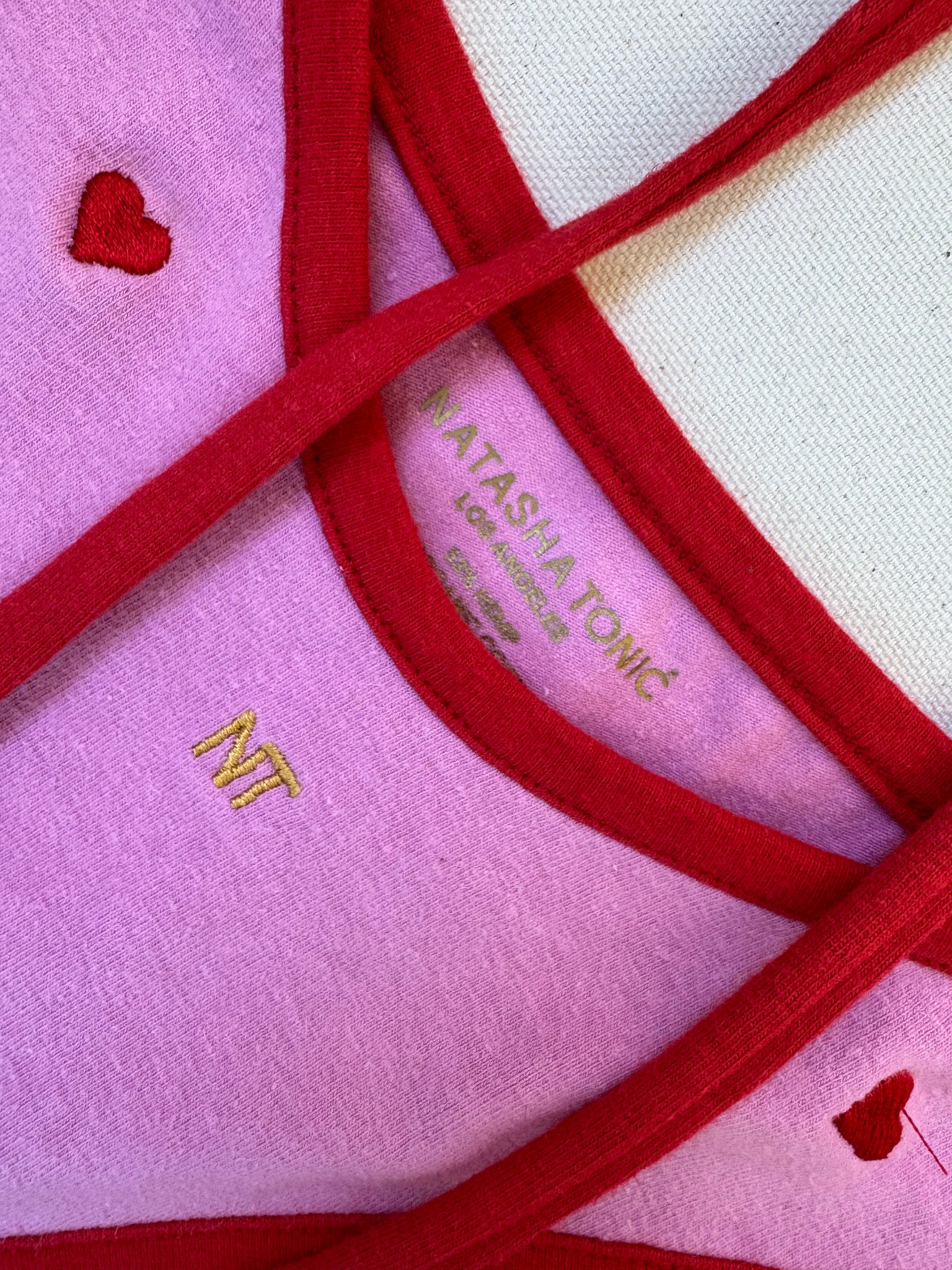 LOVE BIKINI TOP, PINK WITH HEARTS