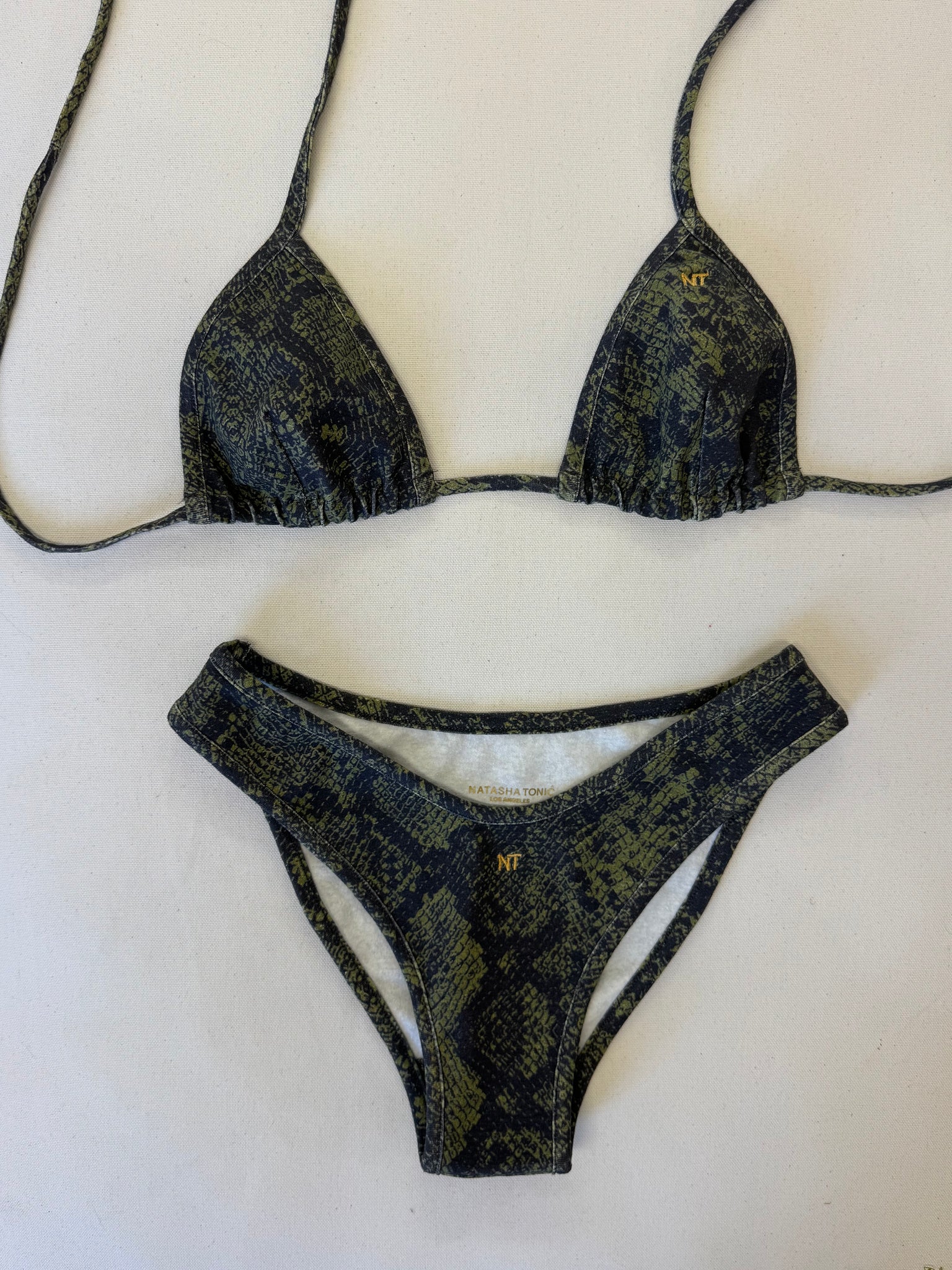 SNAKE BIKINI TOP, GREEN