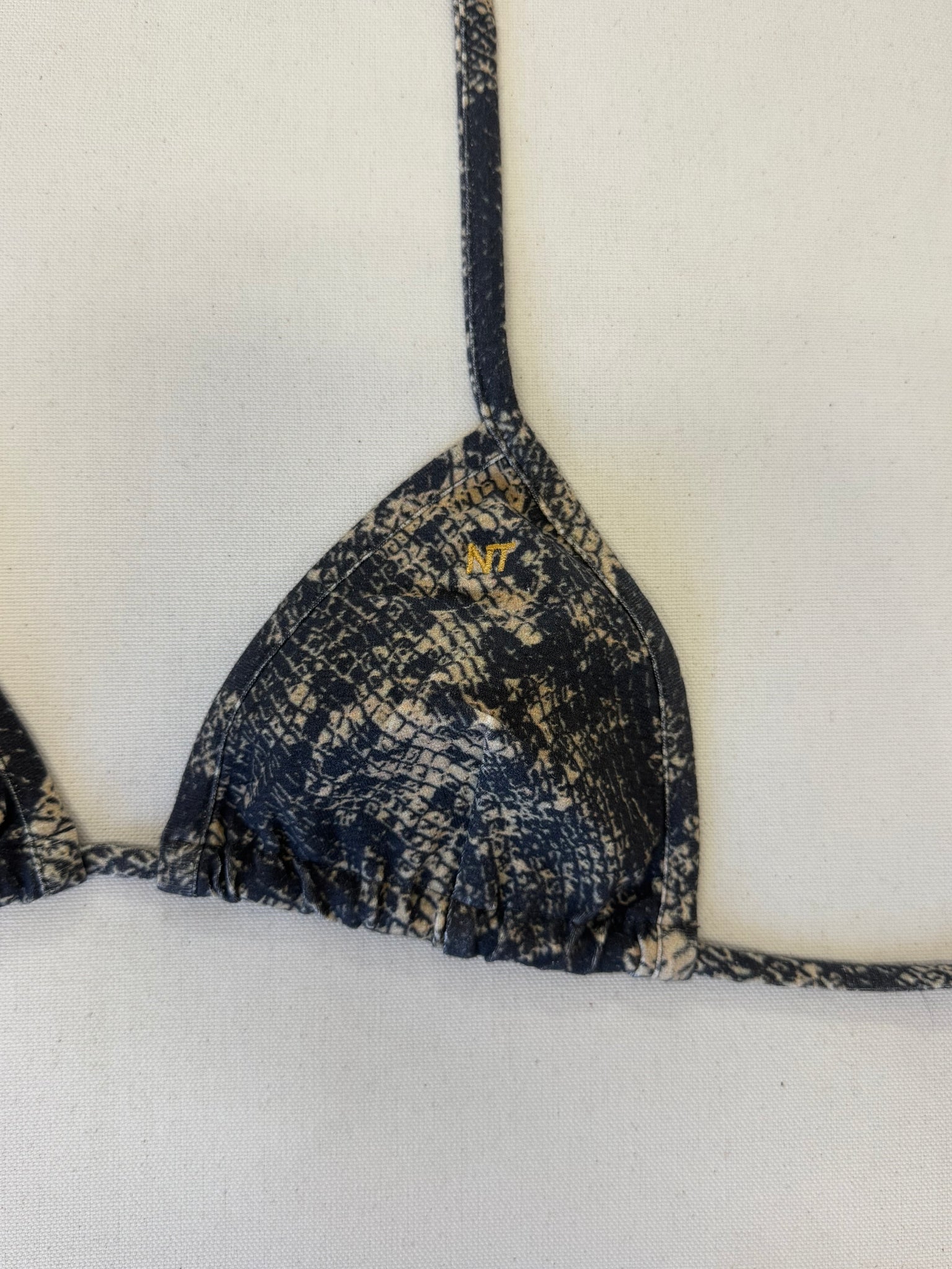 SNAKE BIKINI TOP, TAN