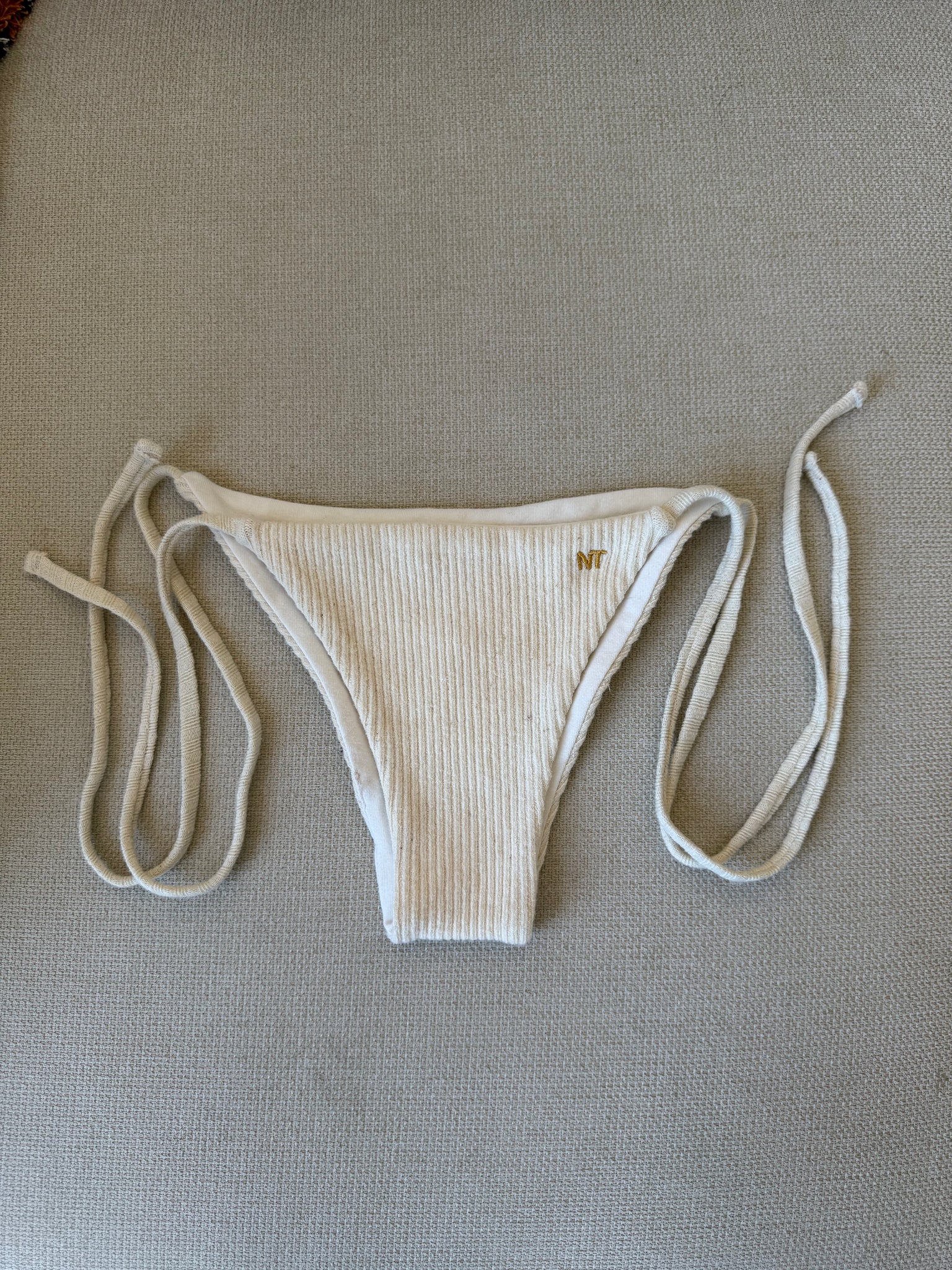 RIBBED PRISM BIKINI BOTTOMS, OFF-WHITE
