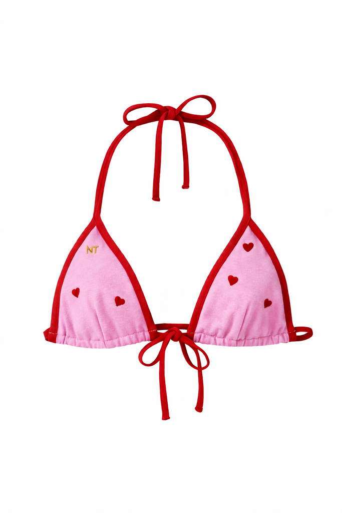 LOVE BIKINI TOP, PINK WITH HEARTS
