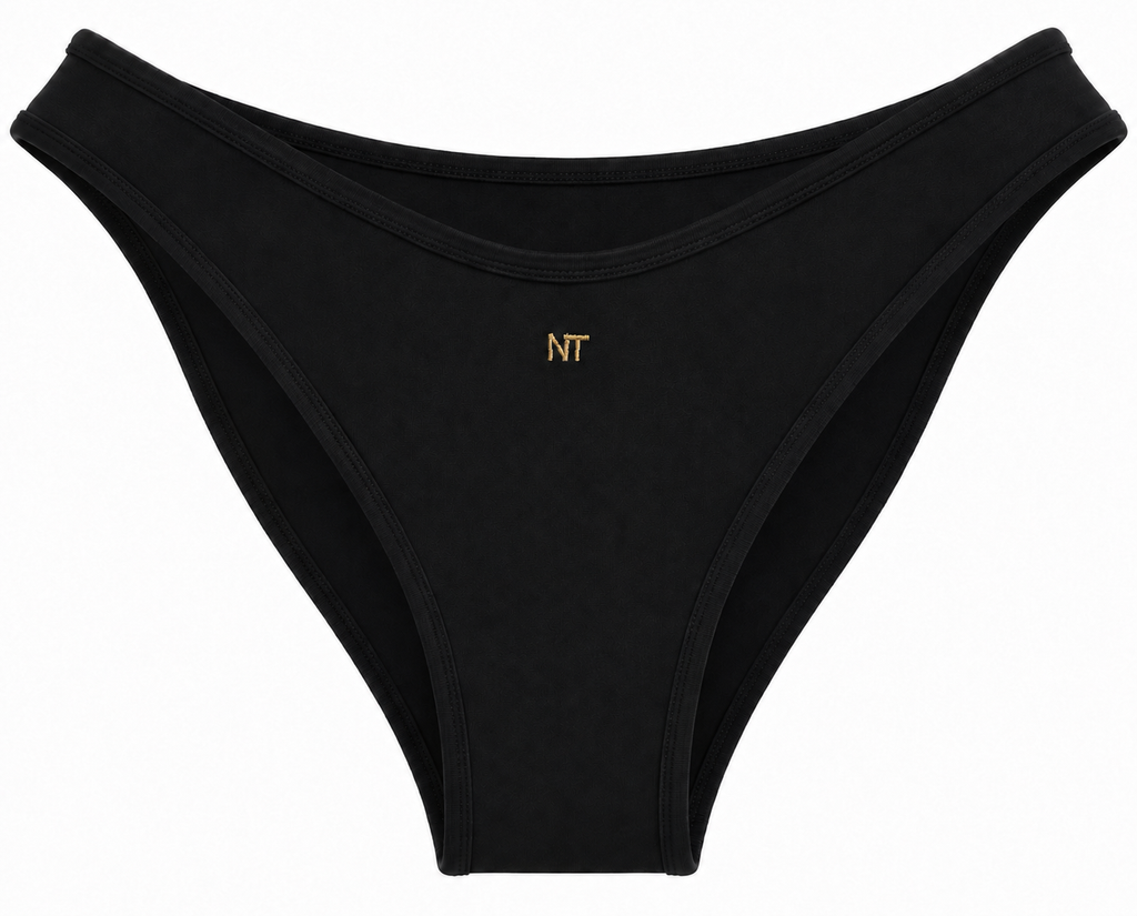 SAUNA BIKINI BOTTOM, BLACK WITH BLACK BORDER
