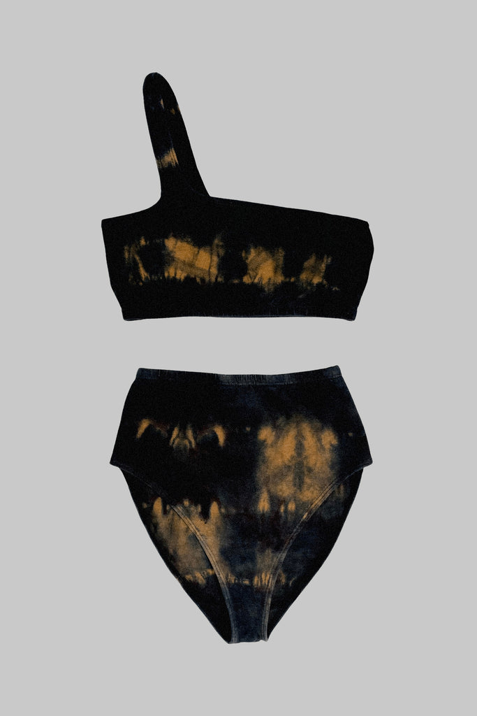 HOT SHOULDER BIKINI TOP, BLACK SAND