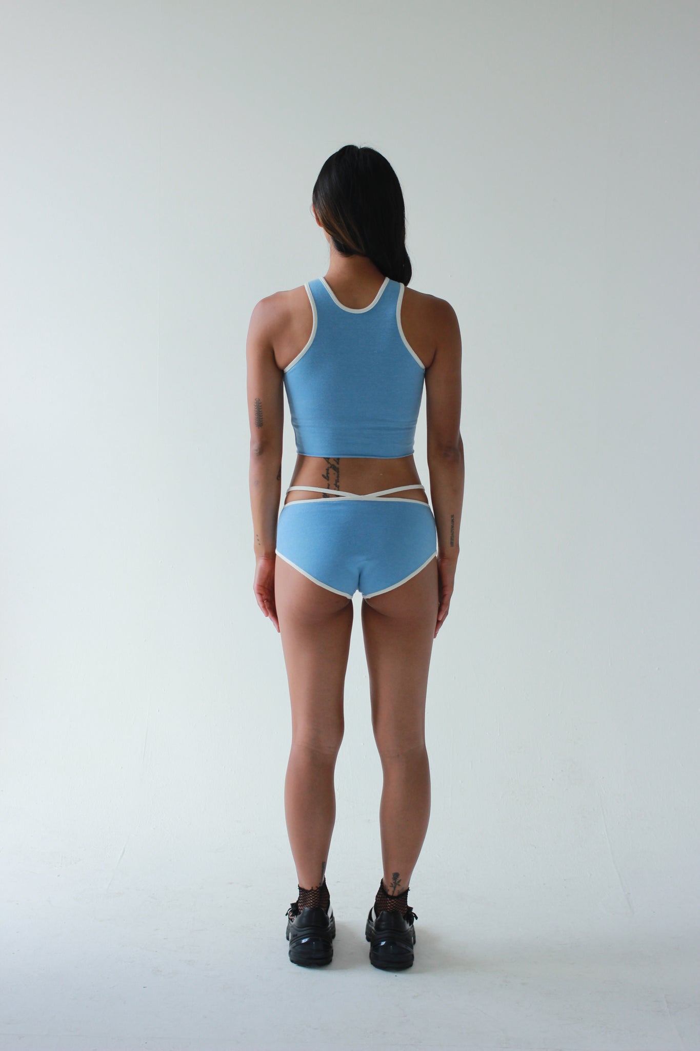 CROPPED TOP WITH BRA INSERT, TONIC BLUE